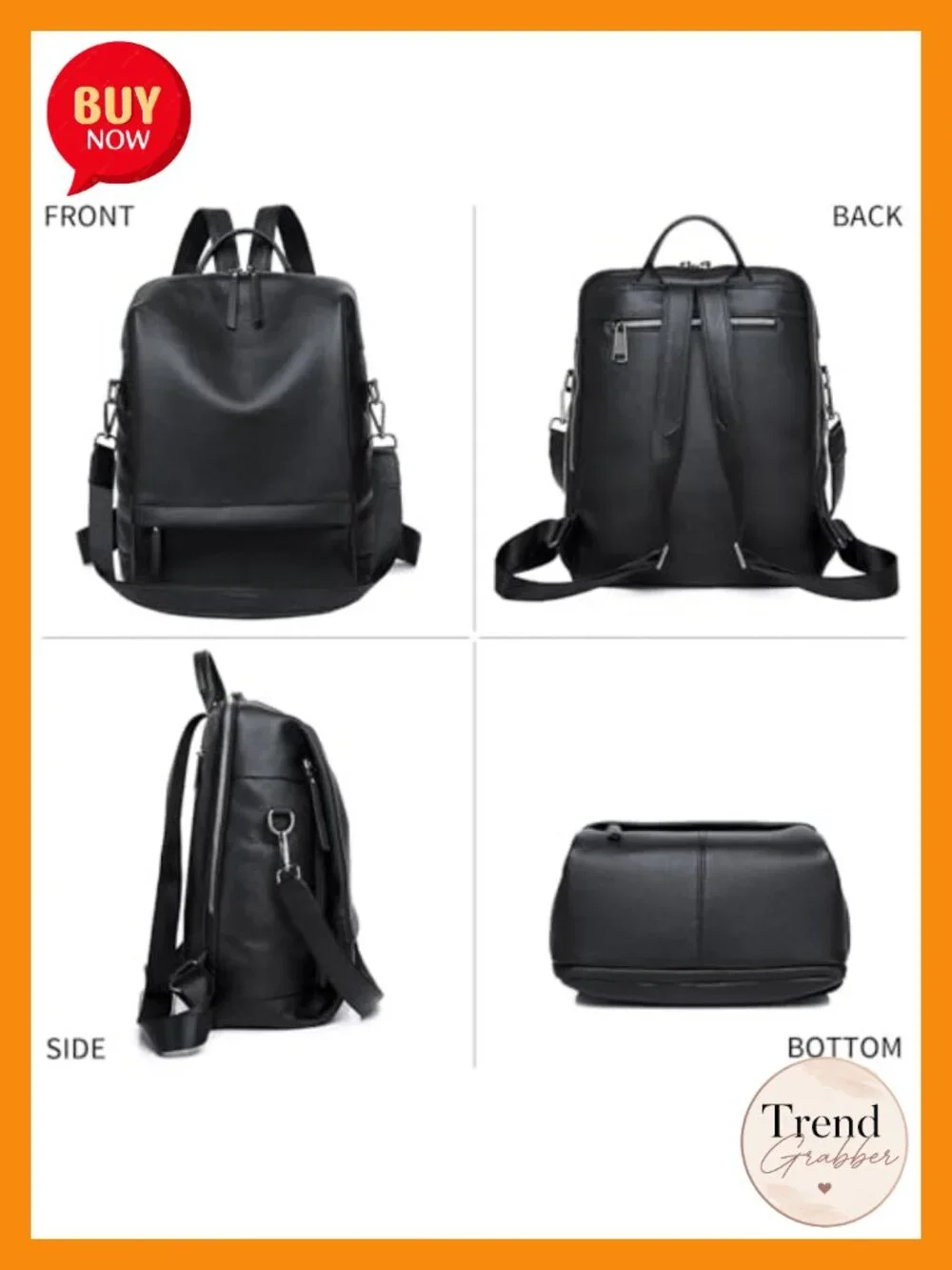 Genuine Leather Women's Laptop Backpack Purse - Work & Travel Daypack